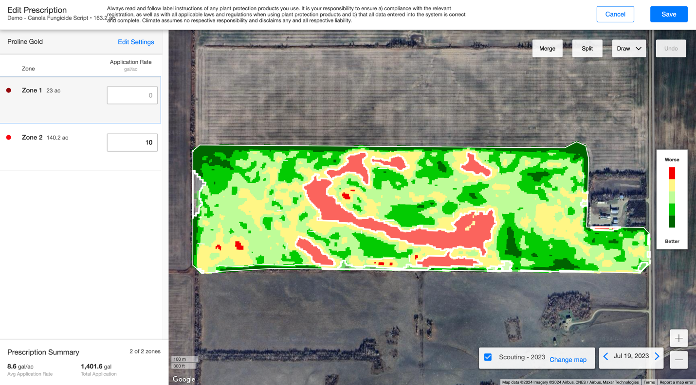 A map of an area where heatmapping is being used. Some areas are bright green while others are bright red or yellow. 