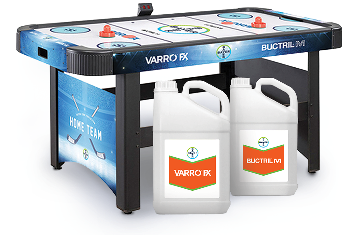 Air hockey table with Varro FX herbicide and Buctril M herbicide