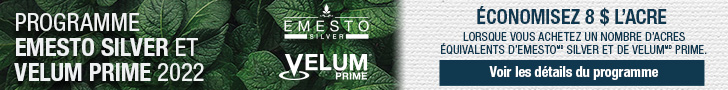 Programme emesto silver et velum prime 2022 | Économisez 8 $ l'acres | Lorsque vous achetez un nombre d'acres équivalents d'emesto silver et de Velum Prime | Voir les details du programme