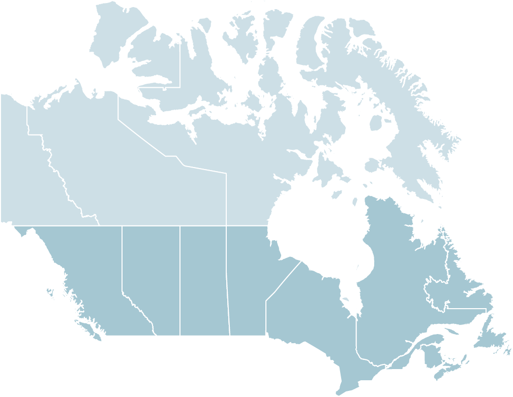 Map of Canada showing the registered provinces