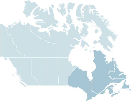 Map of Canada showing the registered provinces