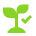 Icon of greed seedling with a checkmark 